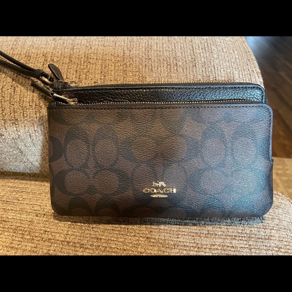 Coach Signature Brown Wristlet